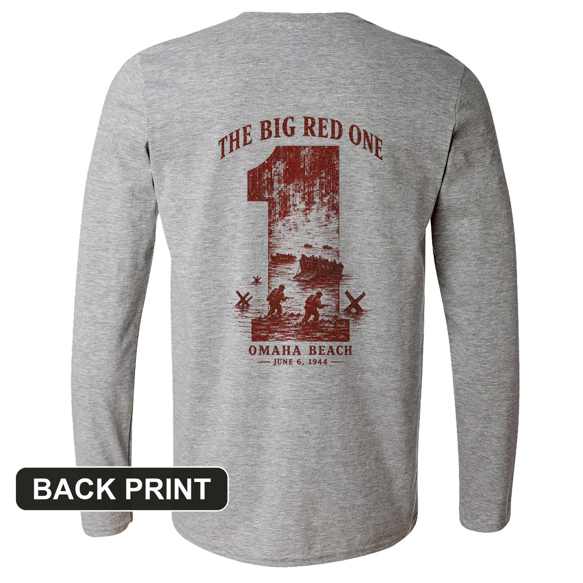 Big Red One Back Print Long Sleeve T-Shirt