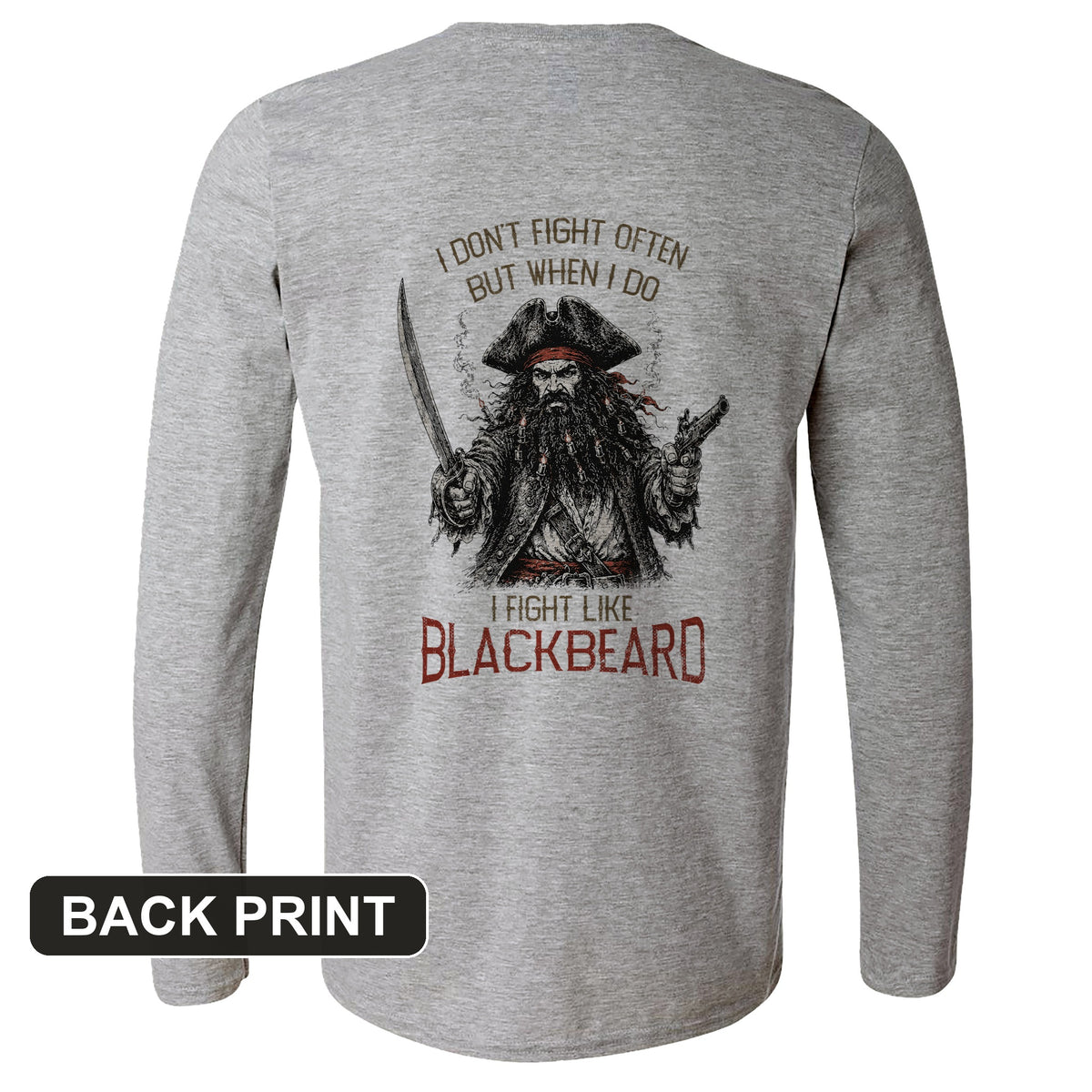 Blackbeard Back Print Long Sleeve T-Shirt