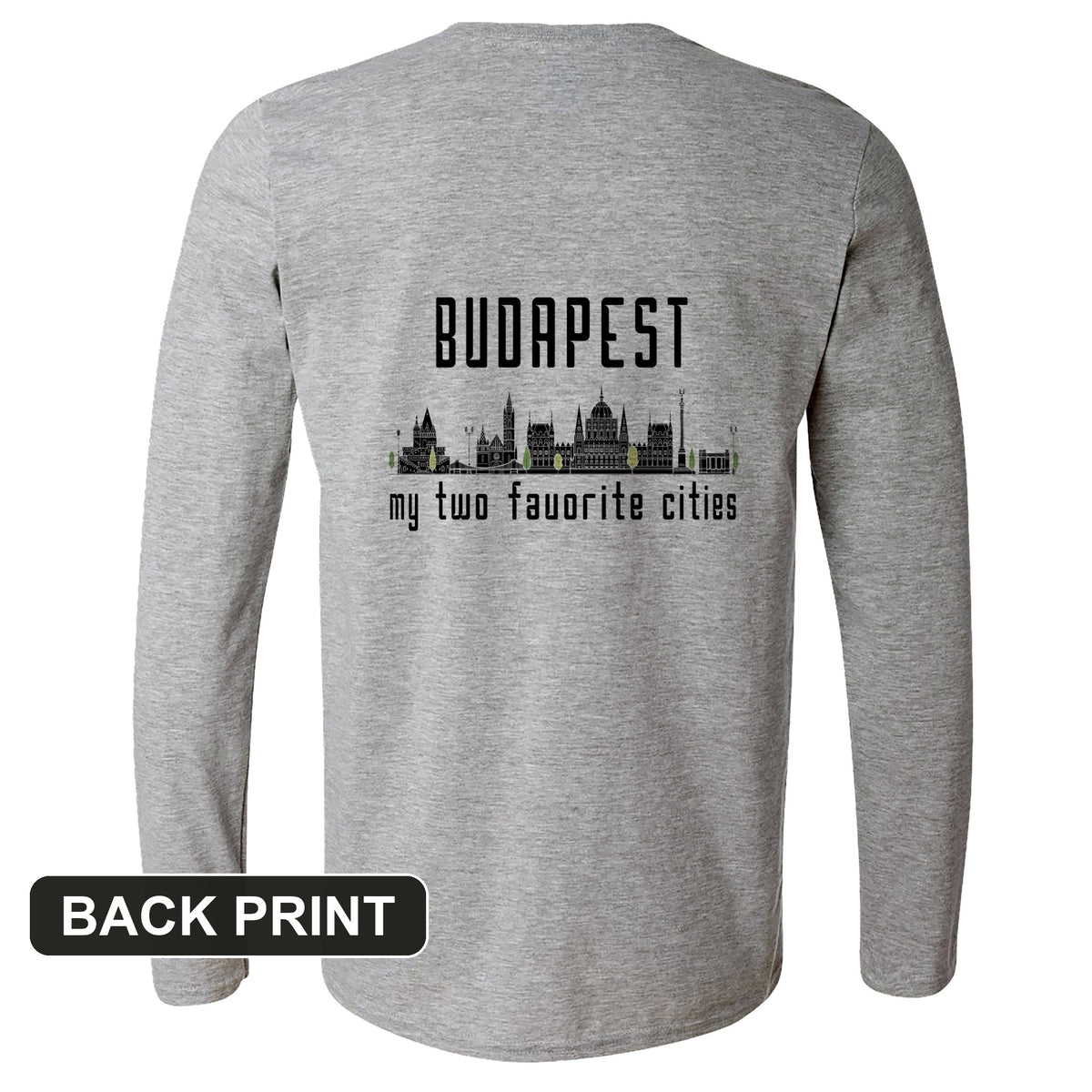 Budapest 2 Back Print Long Sleeve T-Shirt