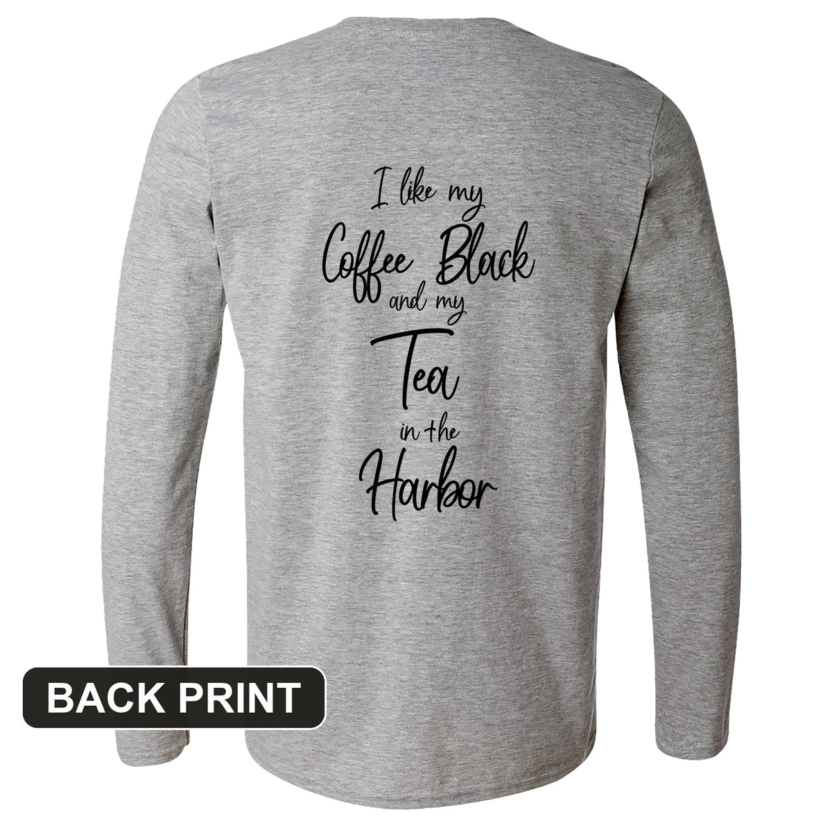 Coffee Black Back Print Long Sleeve T-Shirt