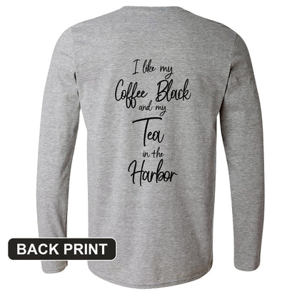 Coffee Black Back Print Long Sleeve T-Shirt