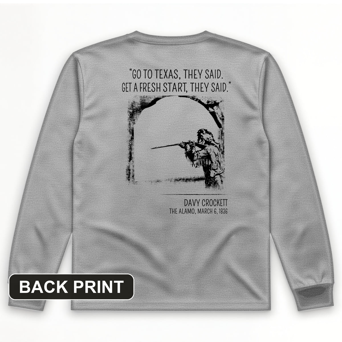 Davy Crockett Back Print Long Sleeve T-Shirt