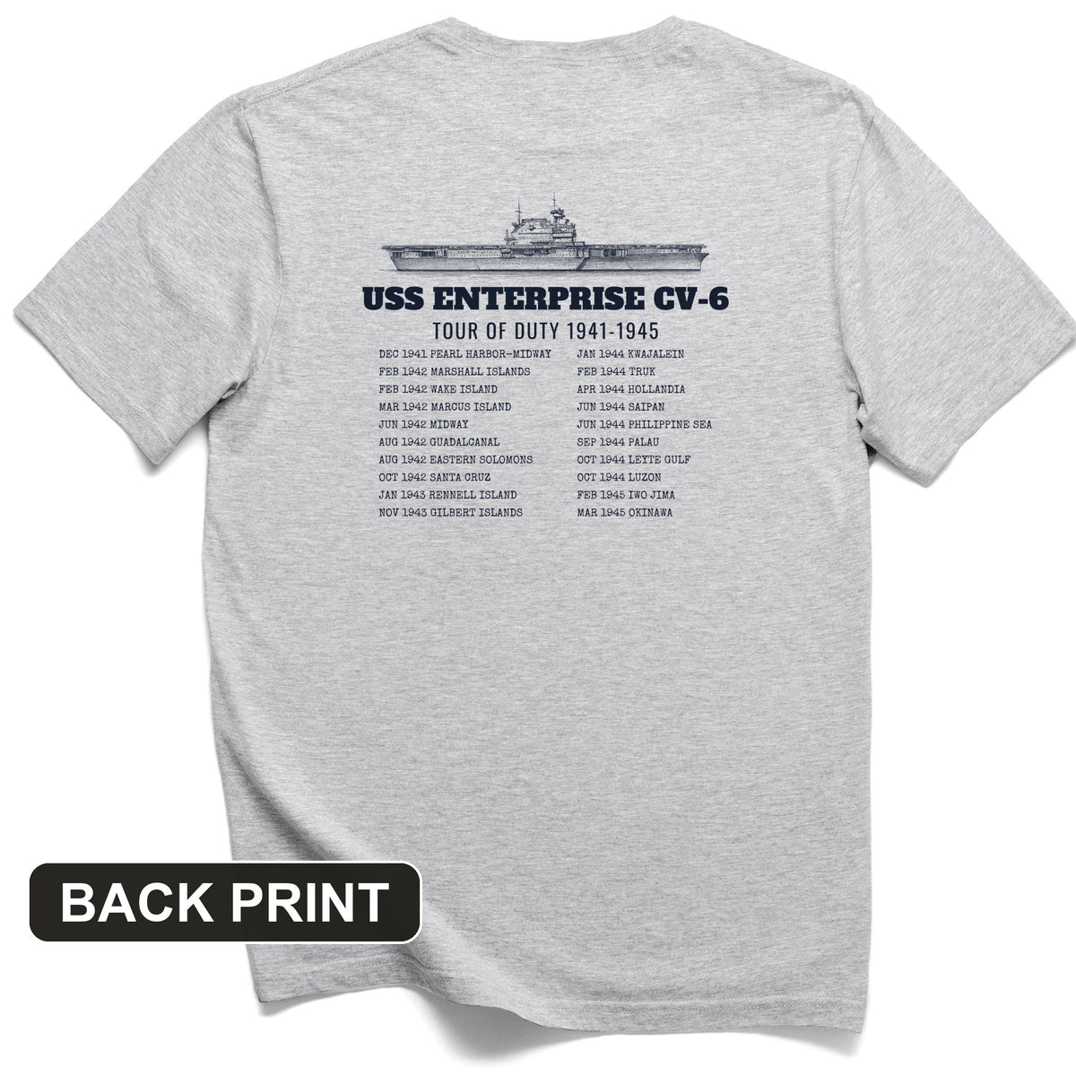Enterprise Tour Of Duty Back Print T-Shirt