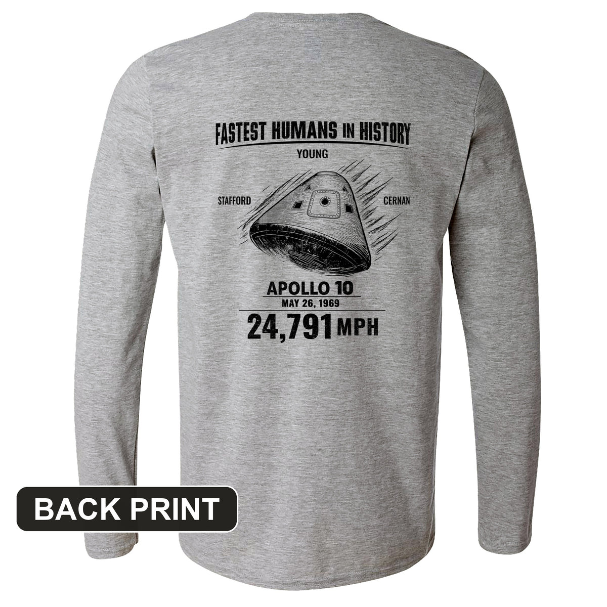 Fastest Humans Back Print Long Sleeve T-Shirt
