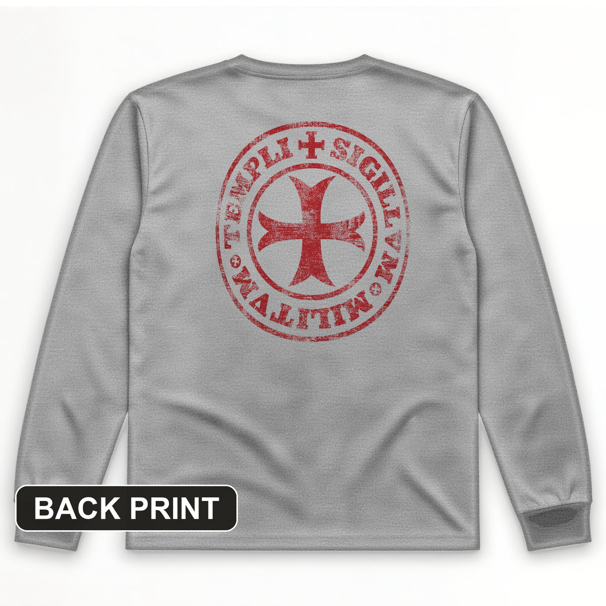 Knights Templar 2 Back Print Long Sleeve T-Shirt