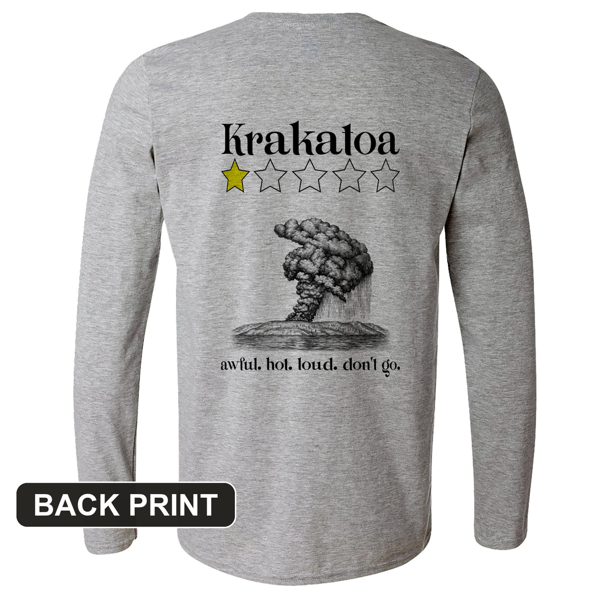 Krakatoa 1 Star Back Print Long Sleeve T-Shirt