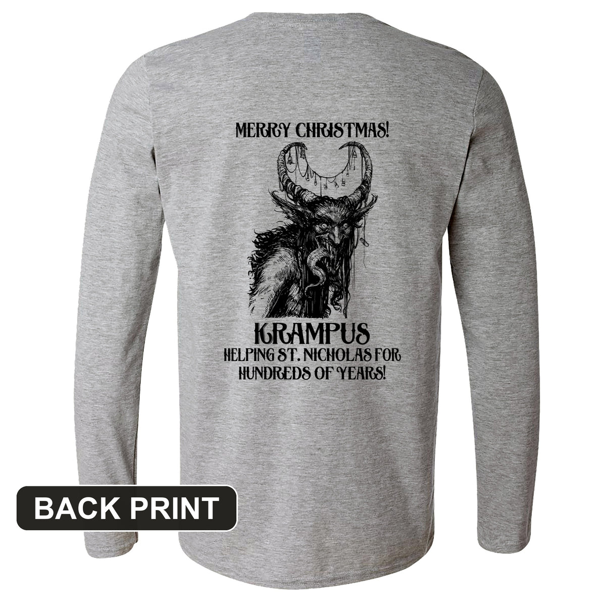 Krampus Back Print Long Sleeve T-Shirt