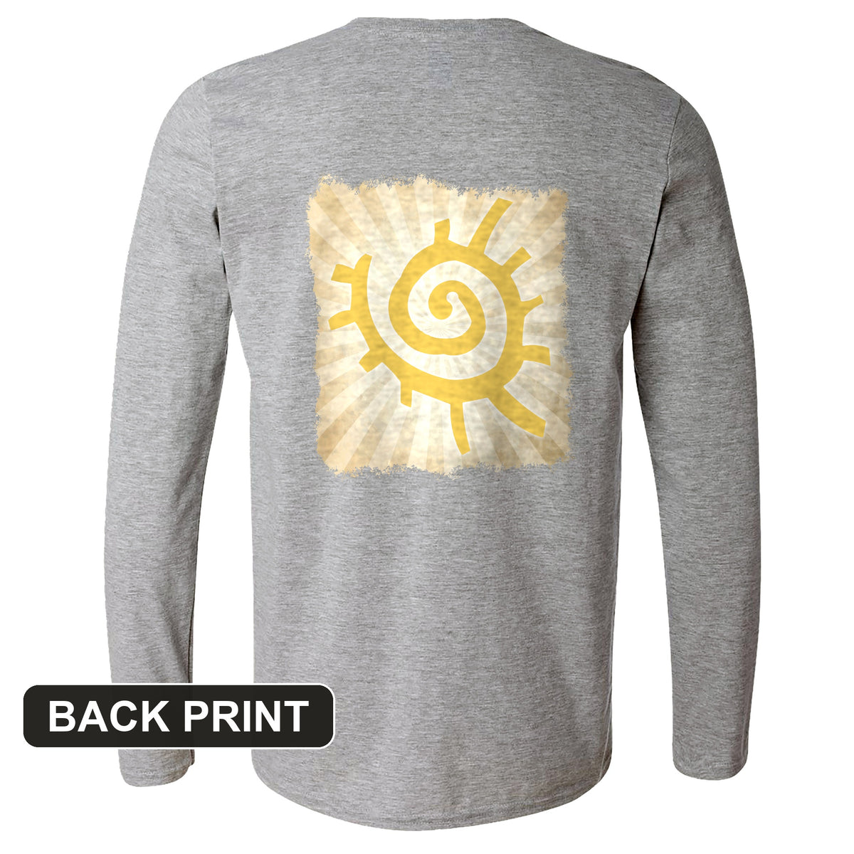 Native American Sun Symbol Back Print Long Sleeve T-Shirt