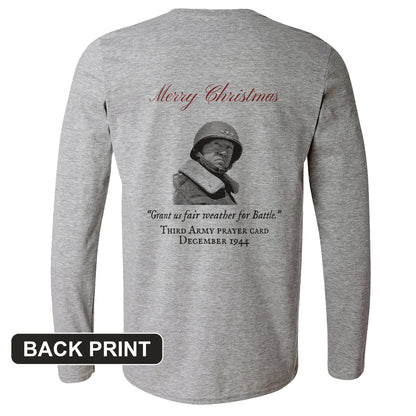 Patton Christmas Card Fair Weather For Battle Back Print Long Sleeve T-Shirt