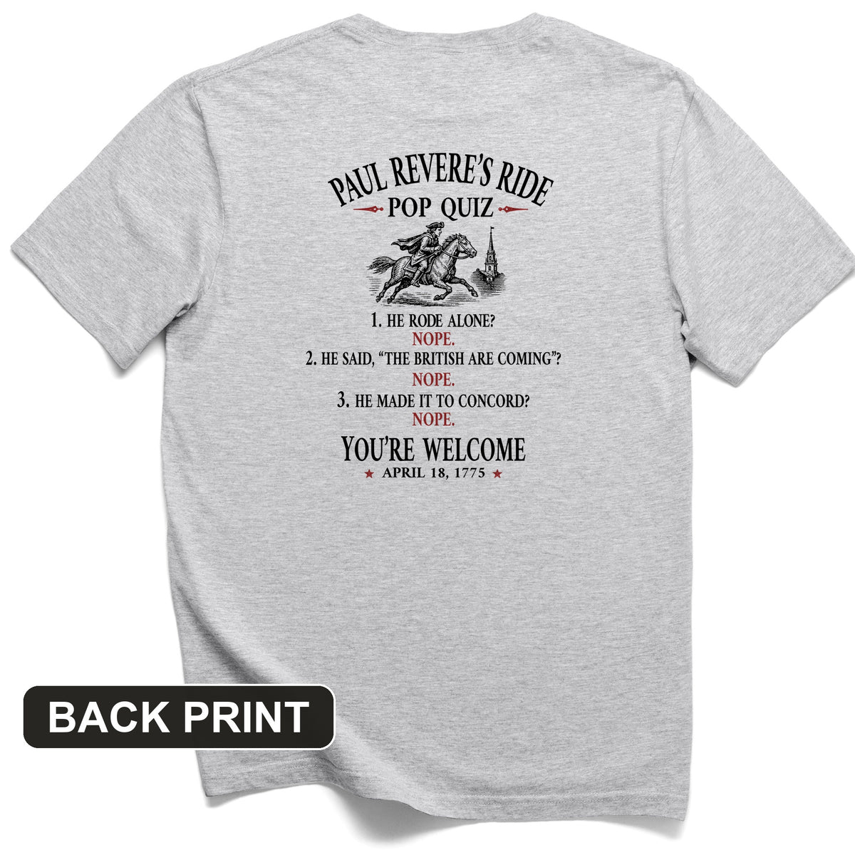 Paul Revere Quiz Back Print T-Shirt