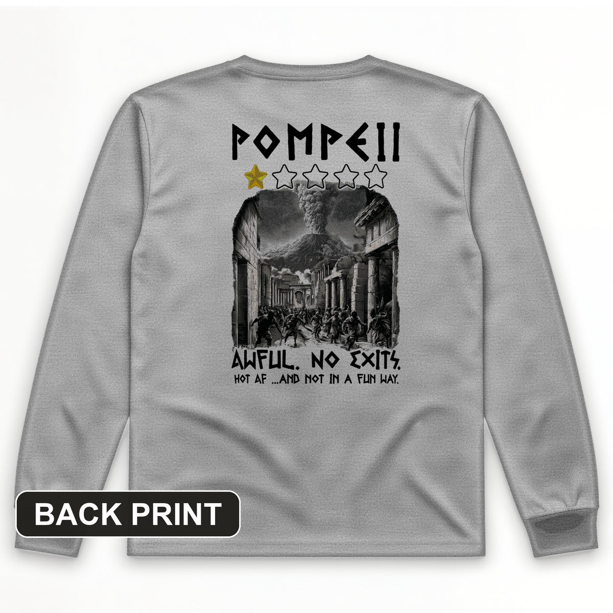 Pompeii 1 Star Back Print Long Sleeve T-Shirt