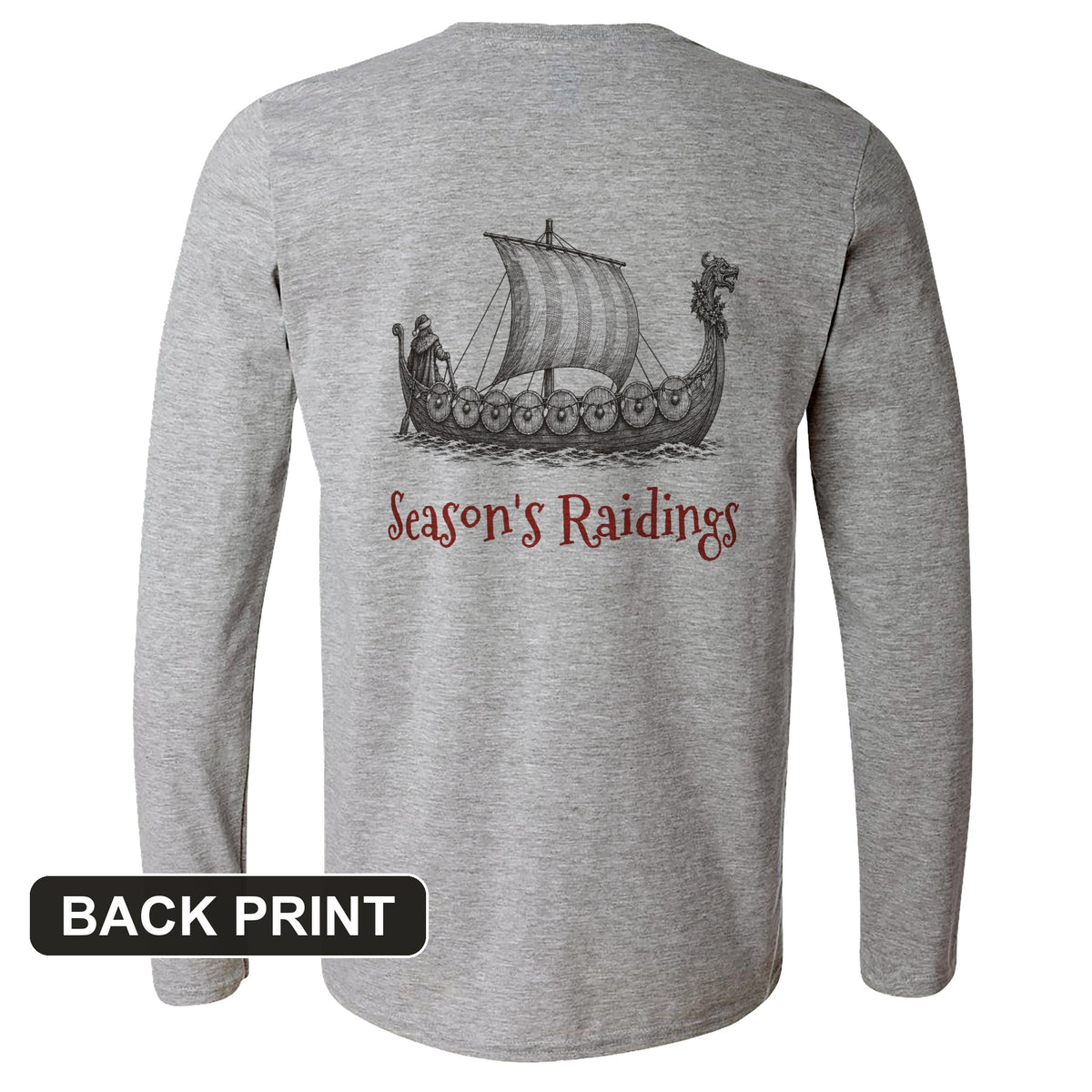 Seasons Raidings Viking Christmas Back Print Long Sleeve T-Shirt