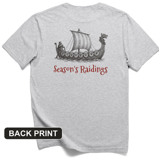 Seasons Raidings Viking Christmas Back Print T-Shirt