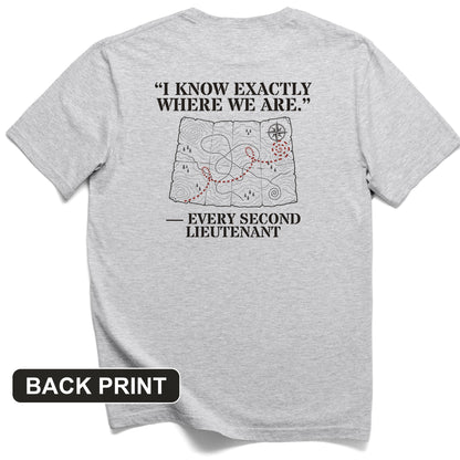 Second Lieutenant I Know Exactly Where We Are Back Print T-Shirt