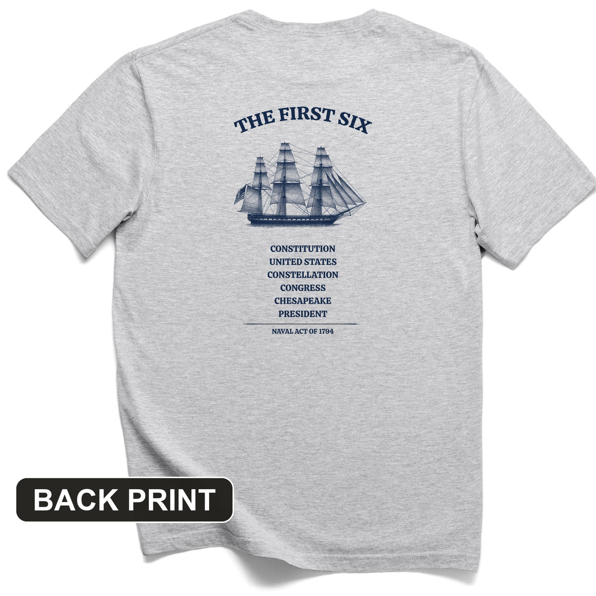 Six Frigates Back Print T-Shirt