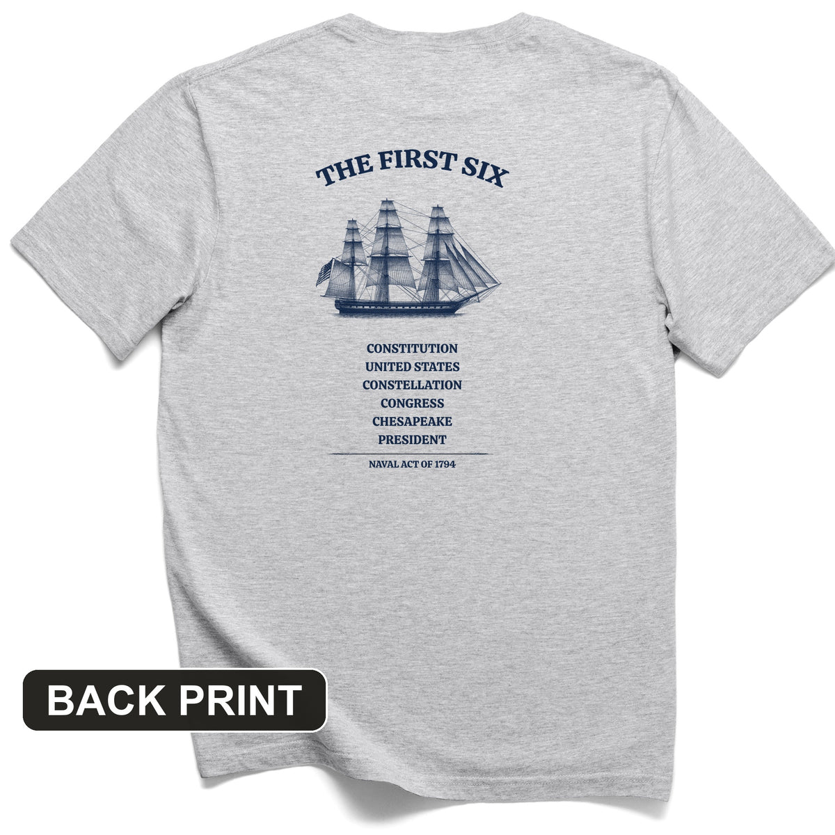 Six Frigates Back Print T-Shirt
