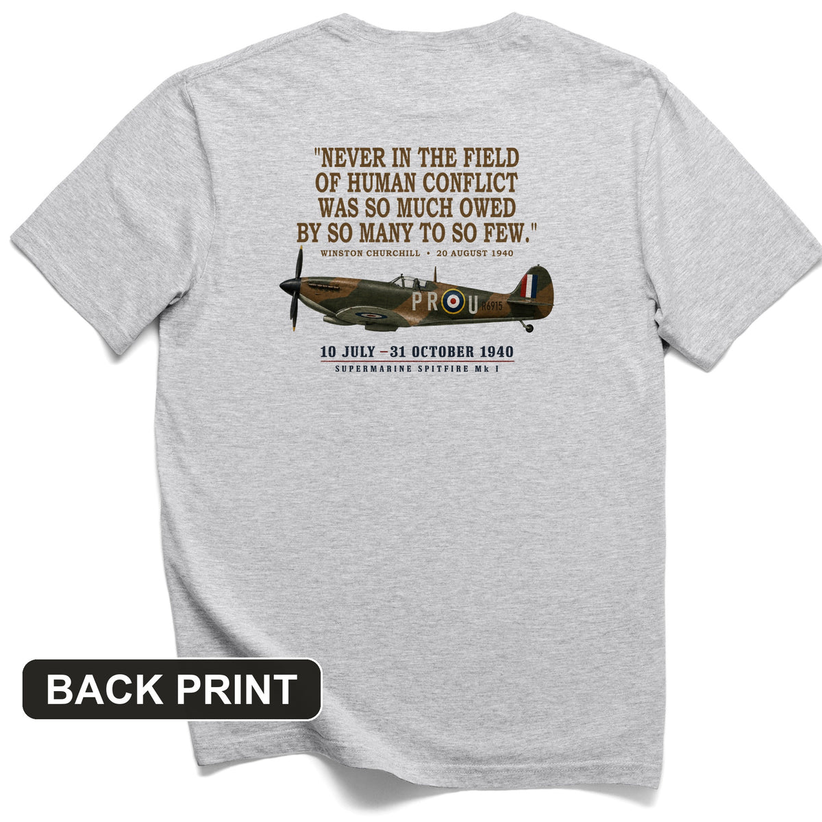 Spitfire So Few Quote Back Print T-Shirt