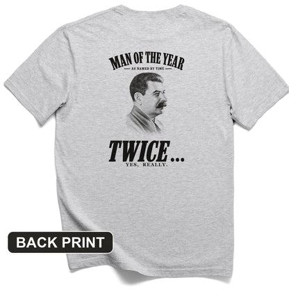 Stalin Man Of The Year Twice Back Print T-Shirt