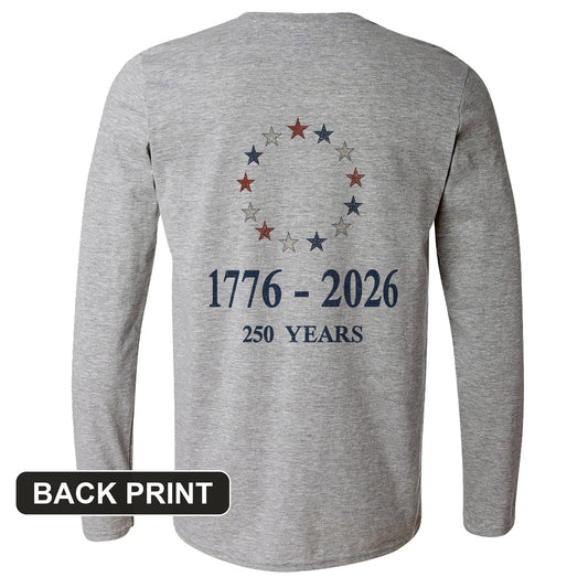 Stars Freedom Back Print Long Sleeve T-Shirt