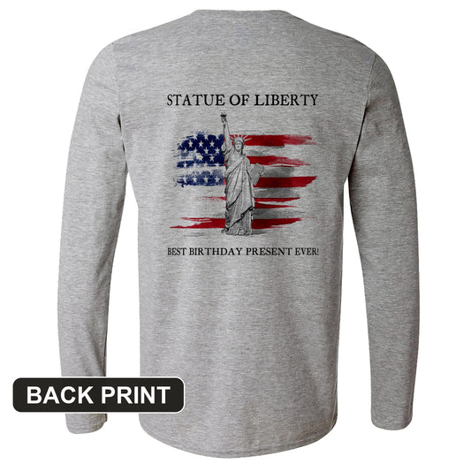 Statue Of Liberty Back Print Long Sleeve T-Shirt