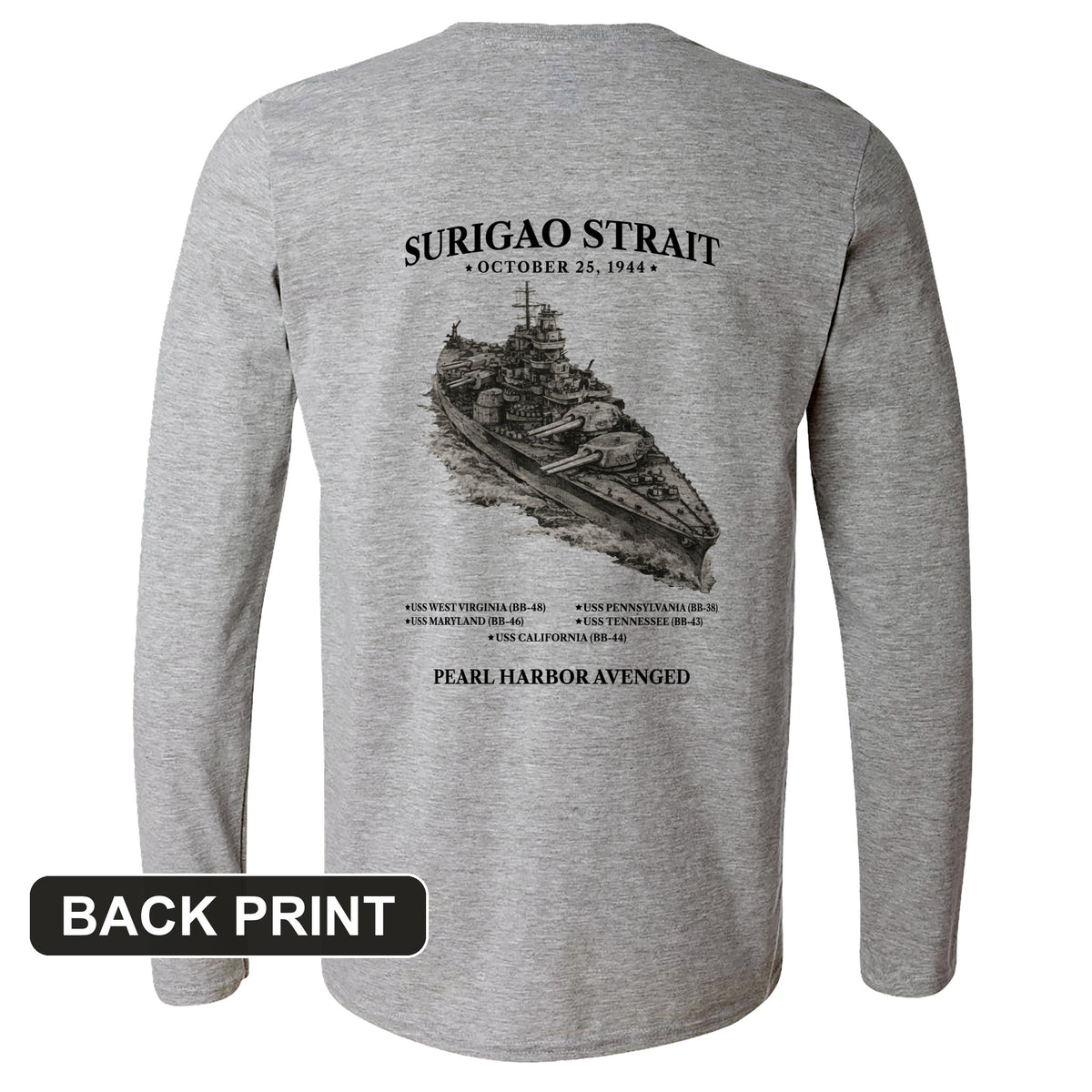 Surigao Strait Back Print Long Sleeve T-Shirt