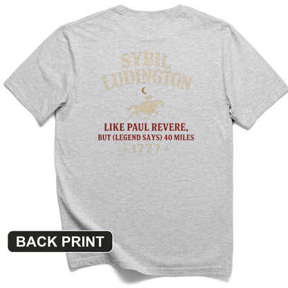 Sybil Ludington Back Print T-Shirt