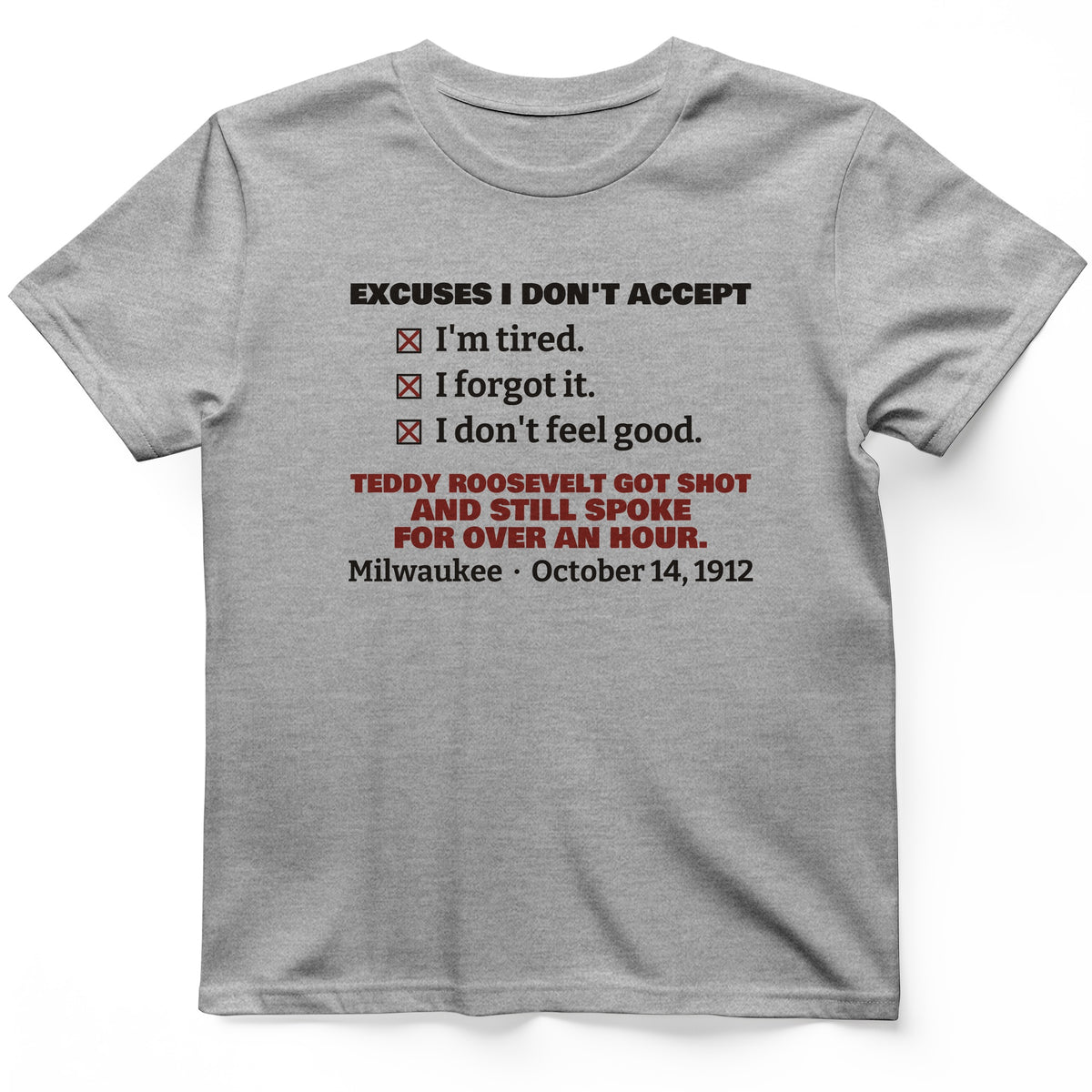Teddy Roosevelt No Excuses T-Shirt