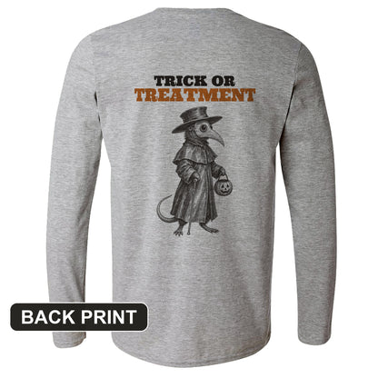 Trick Or Treatment Plague Rat Back Print Long Sleeve T-Shirt