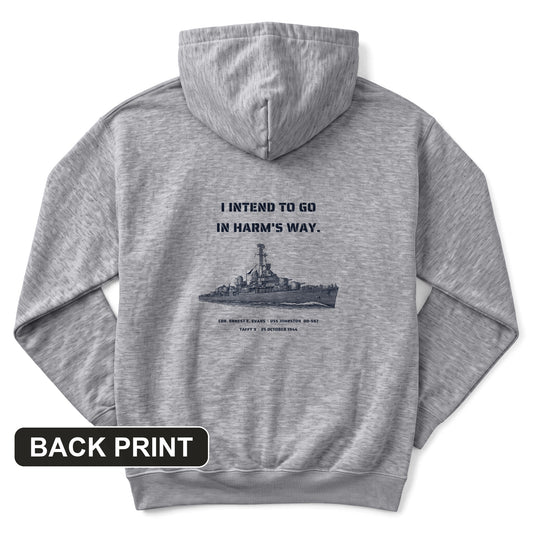 USS Johnston In Harms Way Back Print Hoodie