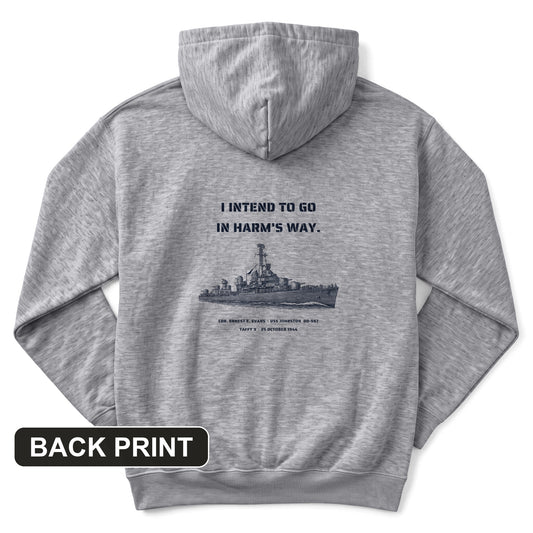 USS Johnston In Harm's Way Back Print Hoodie