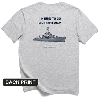 USS Johnston In Harm's Way Back Print T-Shirt