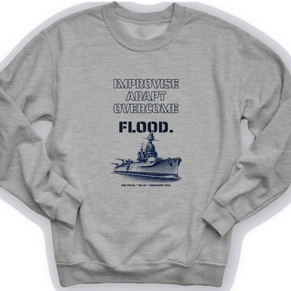 USS Texas - Improvise Adapt Overcome Flood Crewneck