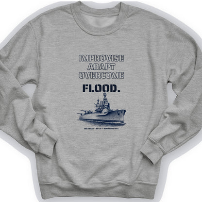 USS Texas - Improvise Adapt Overcome Flood Crewneck