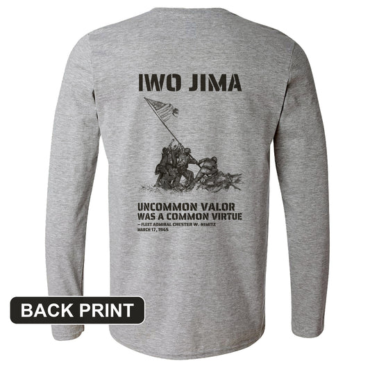 Uncommon Valor Iwo Jima Back Print Long Sleeve T-Shirt