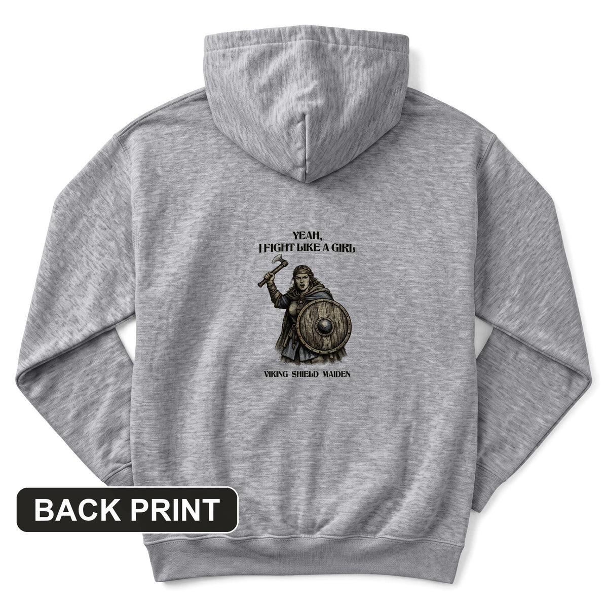 Viking Shield Maiden Back Print Hoodie