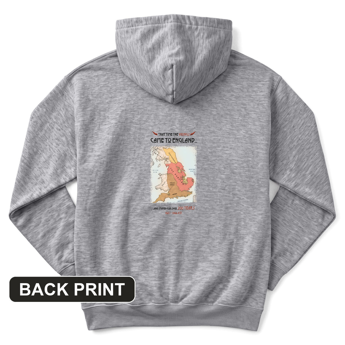 Vikings In England Back Print Hoodie