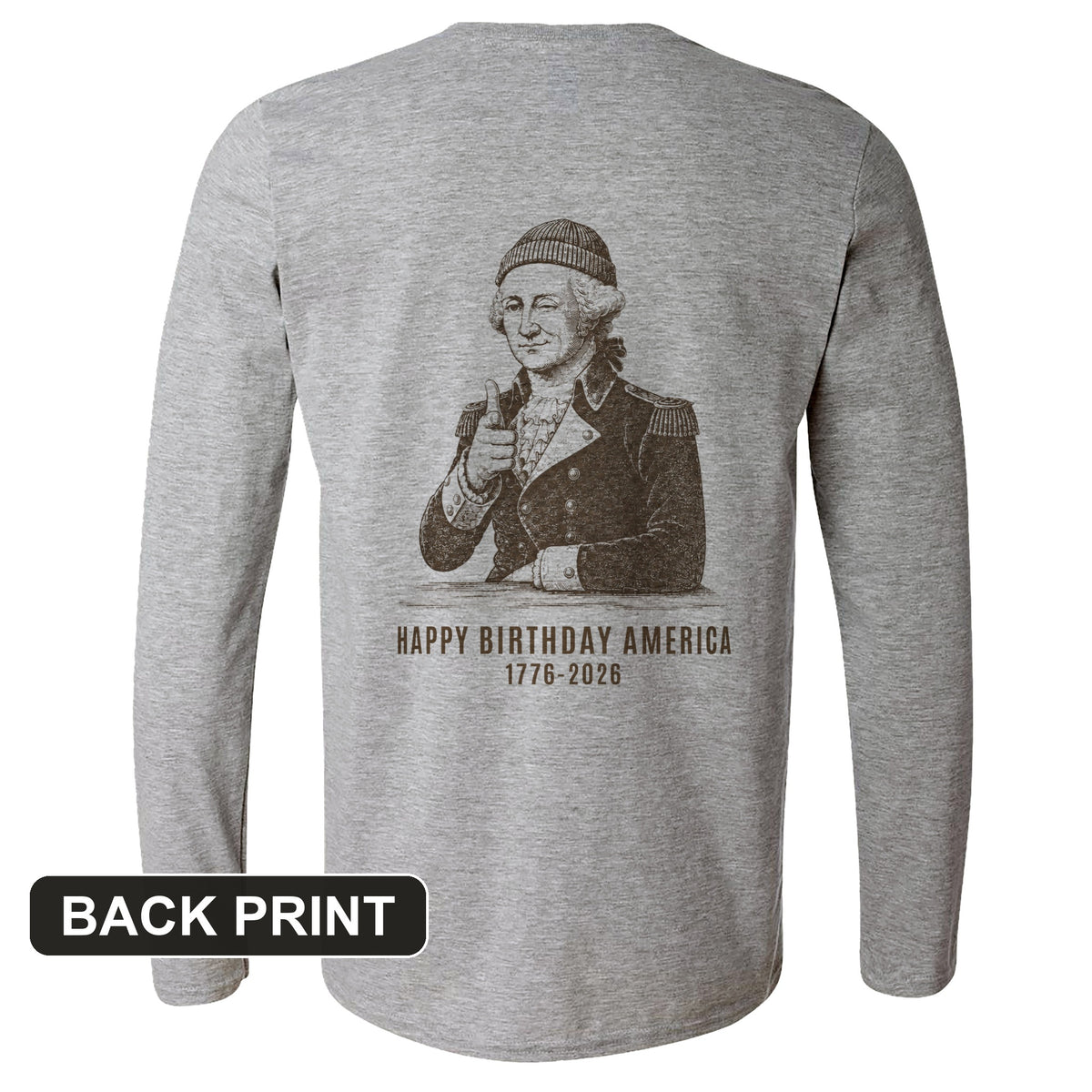 Washington Beanie Back Print Long Sleeve T-Shirt