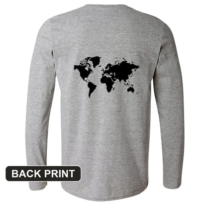 World Map Back Print Long Sleeve T-Shirt