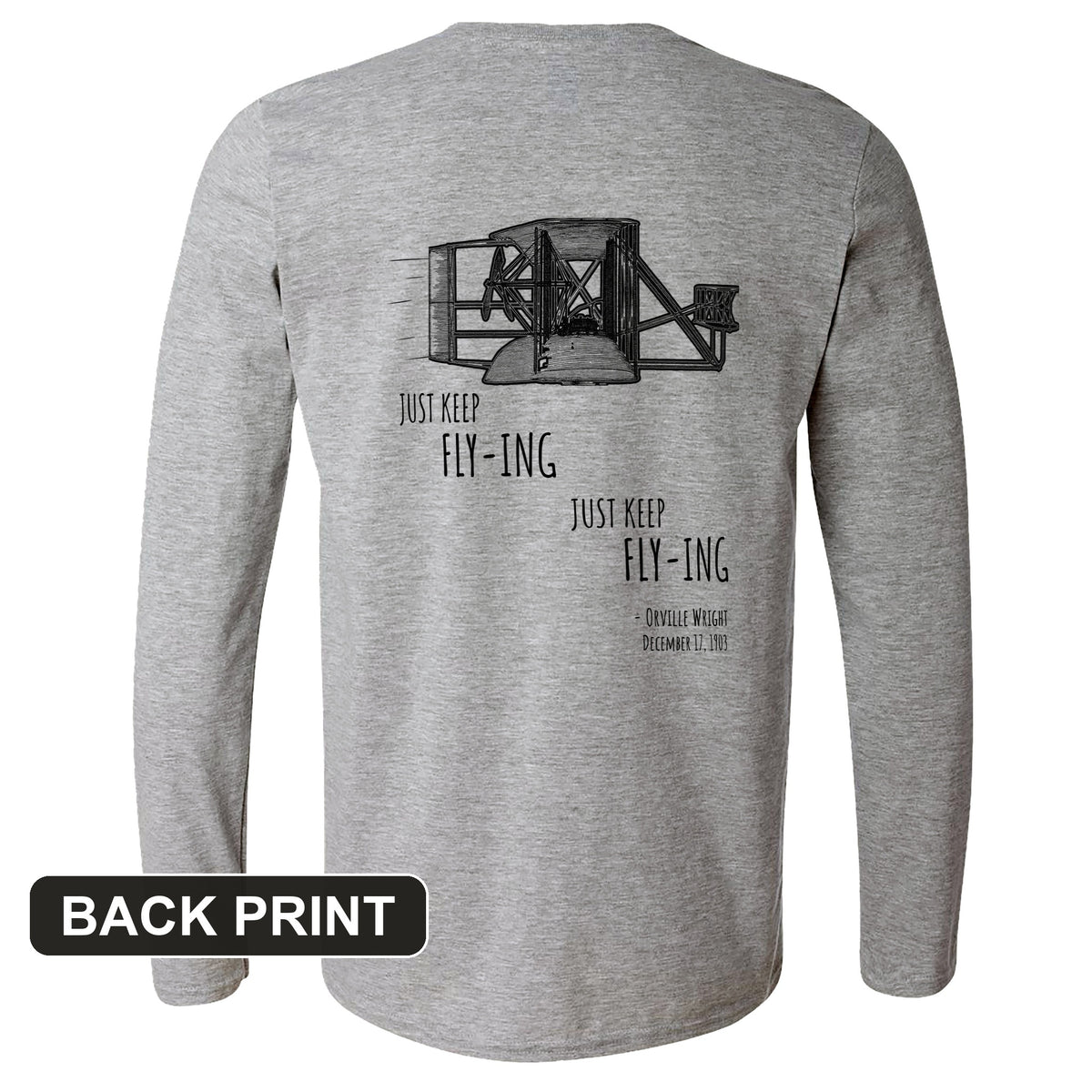 Wright Brothers Back Print Long Sleeve T-Shirt