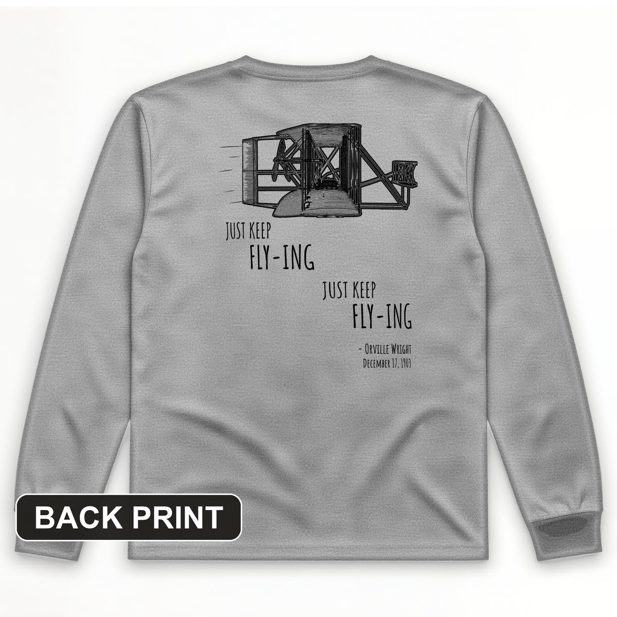 Wright Brothers Back Print Long Sleeve T-Shirt