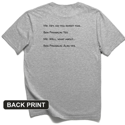 Ben Franklin Inventor Back Print T-Shirt
