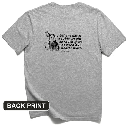 Chief Joseph Open Hearts Back Print T-Shirt