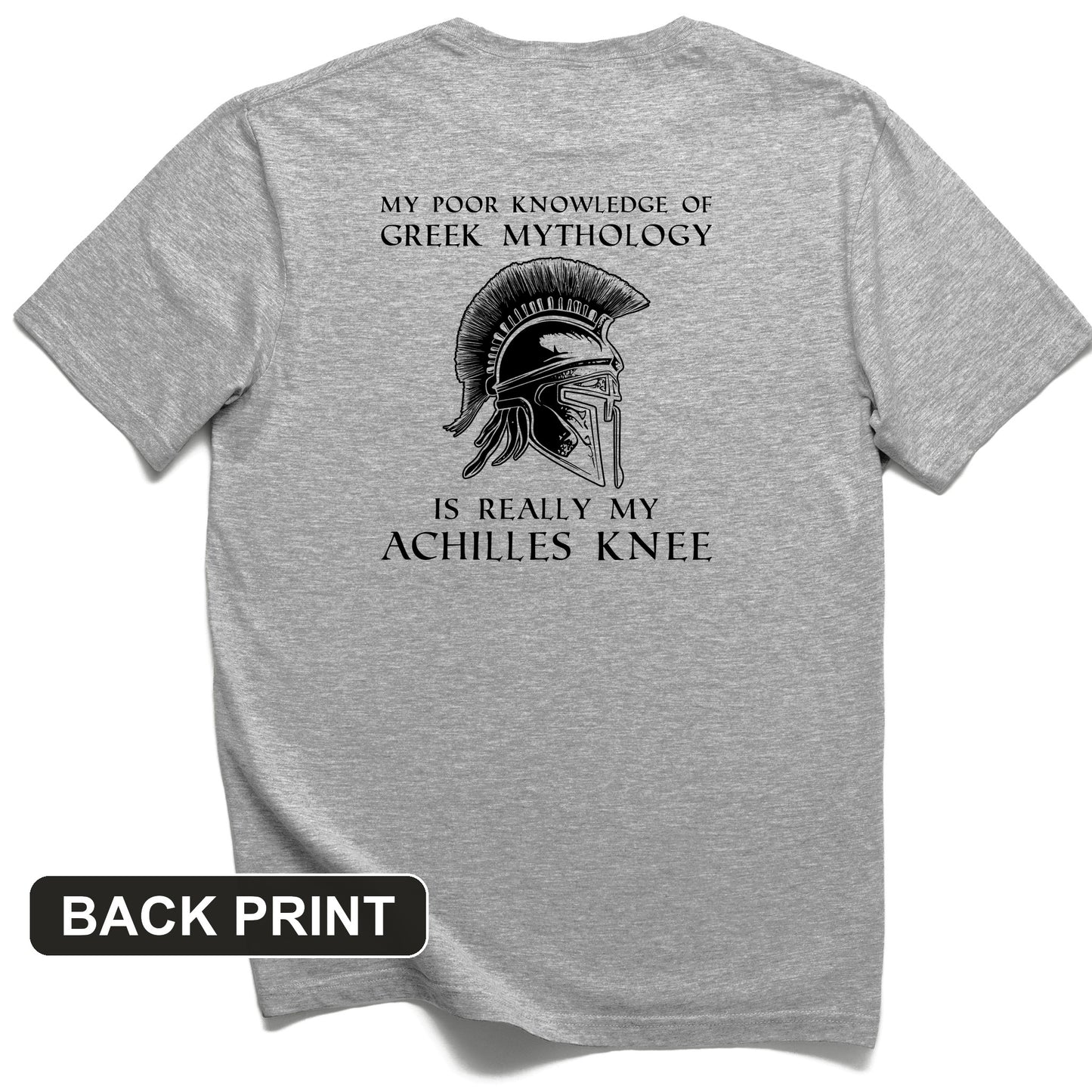 Greek Mythology Achilles Knee Back Print T-Shirt
