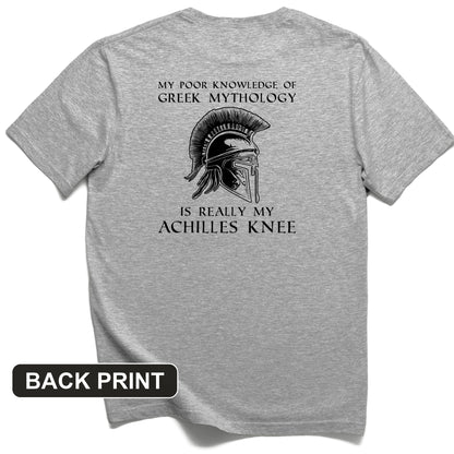 Greek Mythology Achilles Knee Back Print T-Shirt