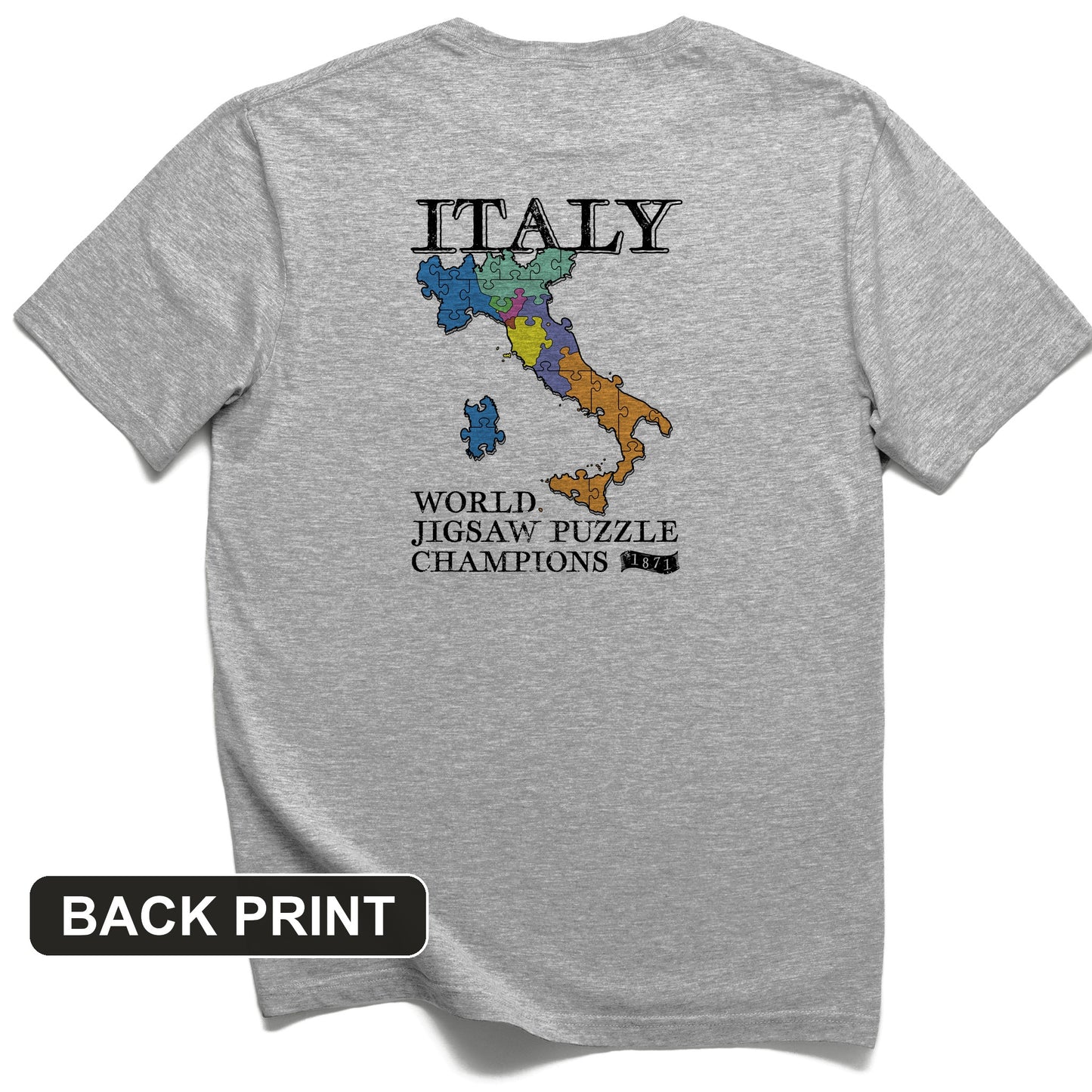 Italy Jigsaw Puzzle Back Print T-Shirt