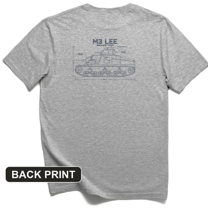 M3 Lee Blueprint Back Print T-Shirt