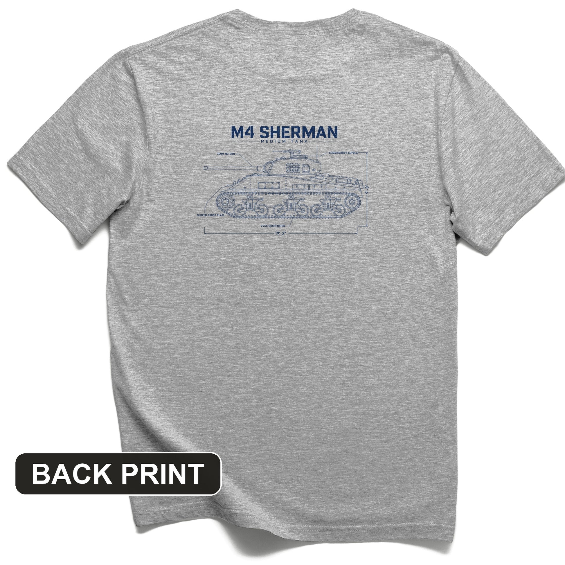 M4 Sherman Blueprint Back Print T-Shirt