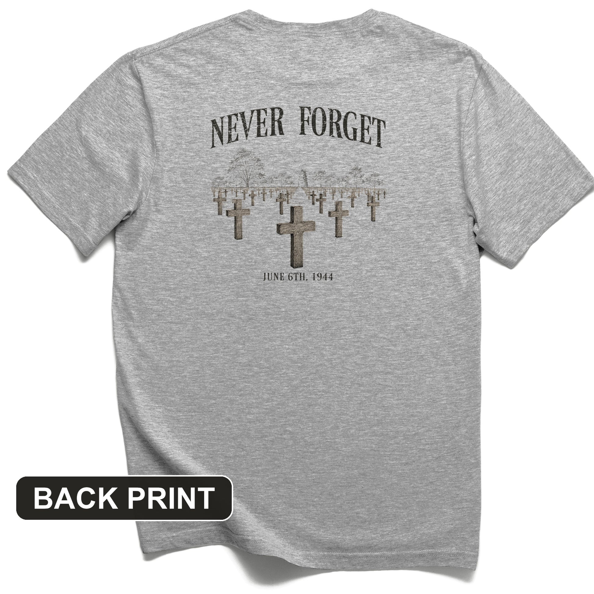 Omaha Cemetery Back Print T-Shirt