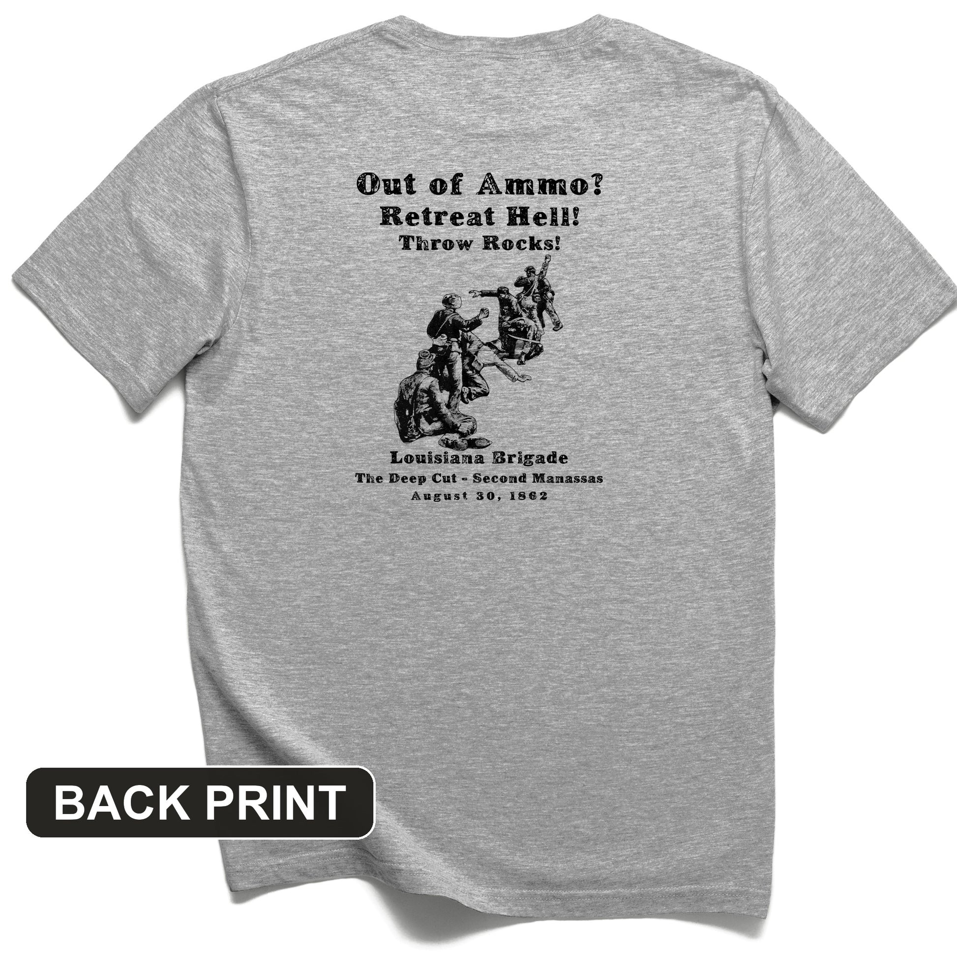 Out Of Ammo Throw Rocks Back Print T-Shirt