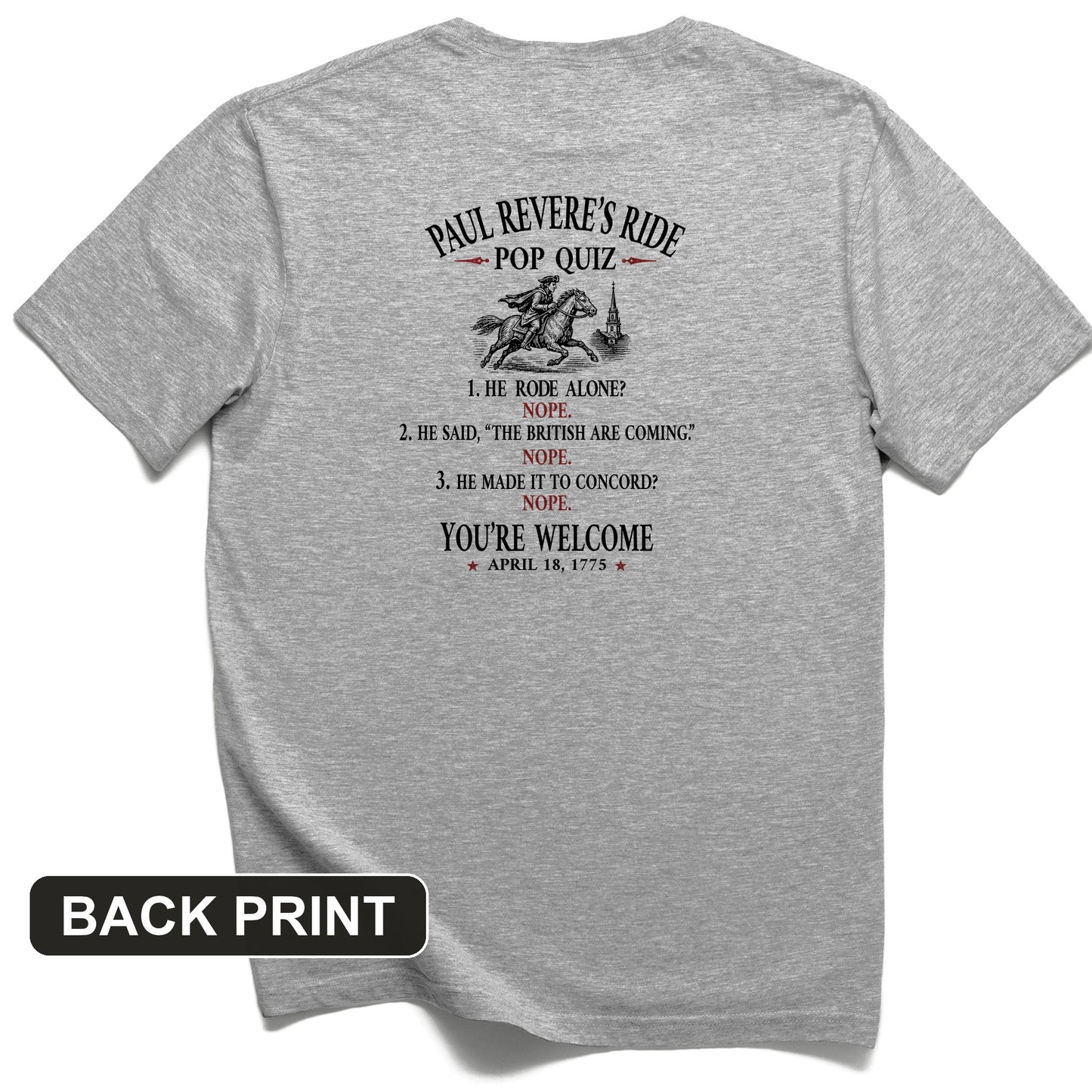 Paul Revere Quiz Back Print T-Shirt